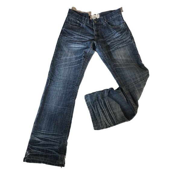 F.U.S.A.I Focus USA Inc Men's Creased Embroidered Jeans - Picture 2 of 10